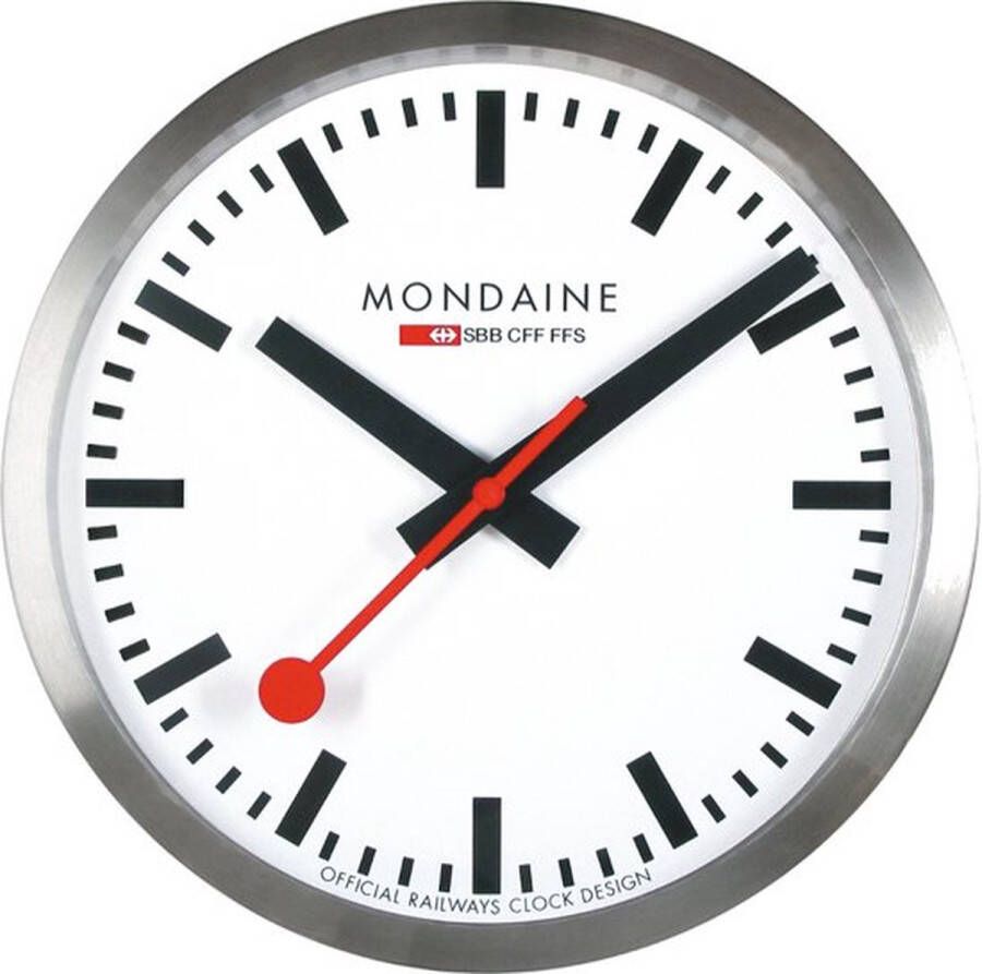 Mondaine Wall Clock A995.CLOCK.16SBB Klok Aluminium Zilverkleurig Ø400 mm