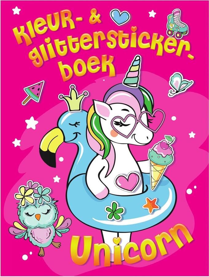 Mondikaarten Kleur- & Glitter Stickerboek Unicorn