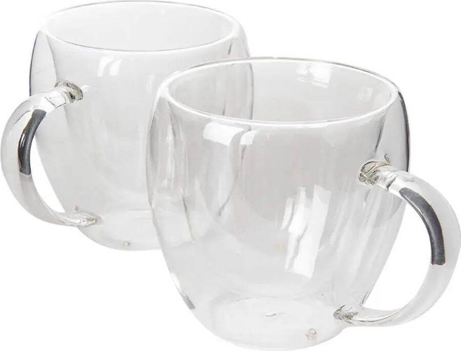 MONOO Dubbelwandige Koffieglazen 250ml met Oortje Set van 2 Cappuccino Glazen Latte Macchiato Glazen