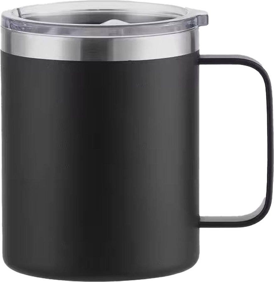MONOO Dubbelwandige Koffiekop Koffie Beker 350ml Zwart RVS Beker RVS Mok