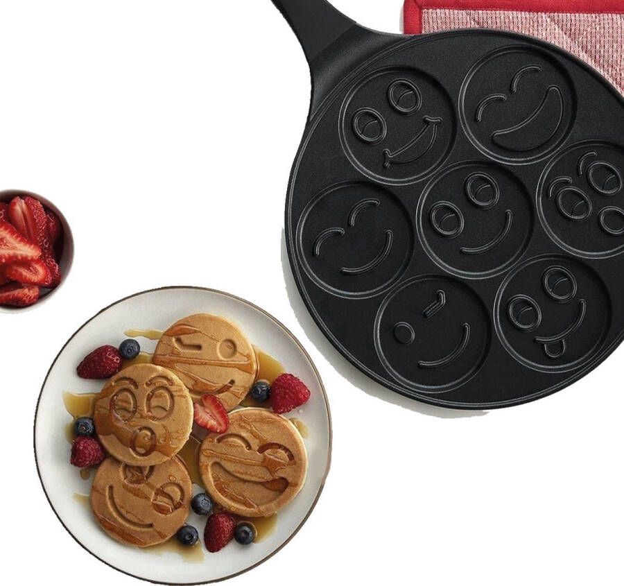 MONOO Emoji Pannenkoekenpan pancake met Smiley 26cm Pancake Maker Pannenkoekenpan Crêpemaker Pancake Pan