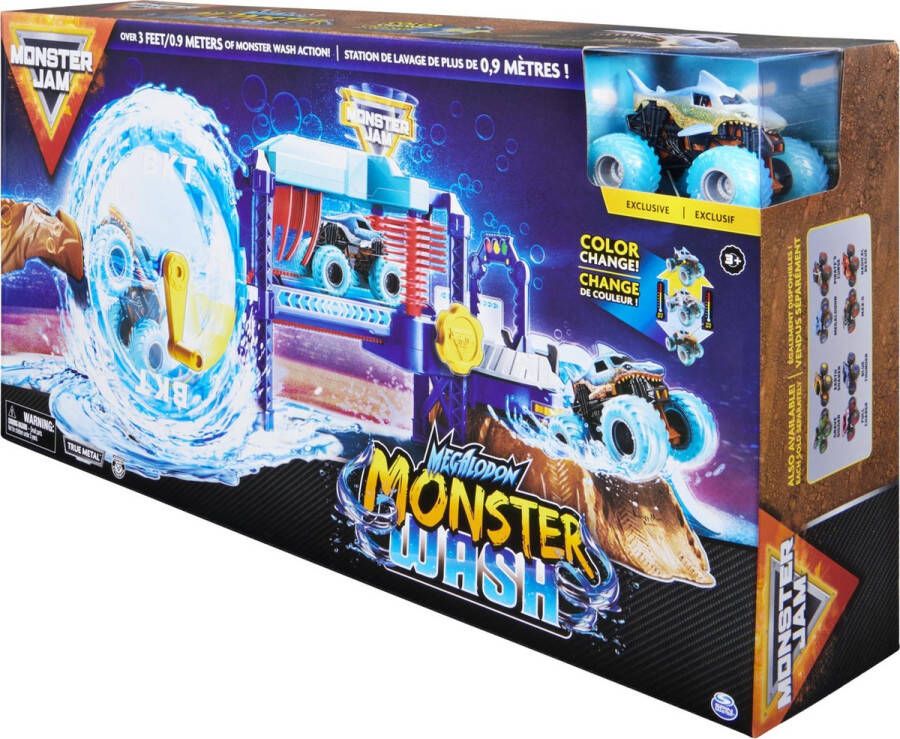 Monster Jam Monster Wasstraat met Megalodon Truck Schaal 1:64