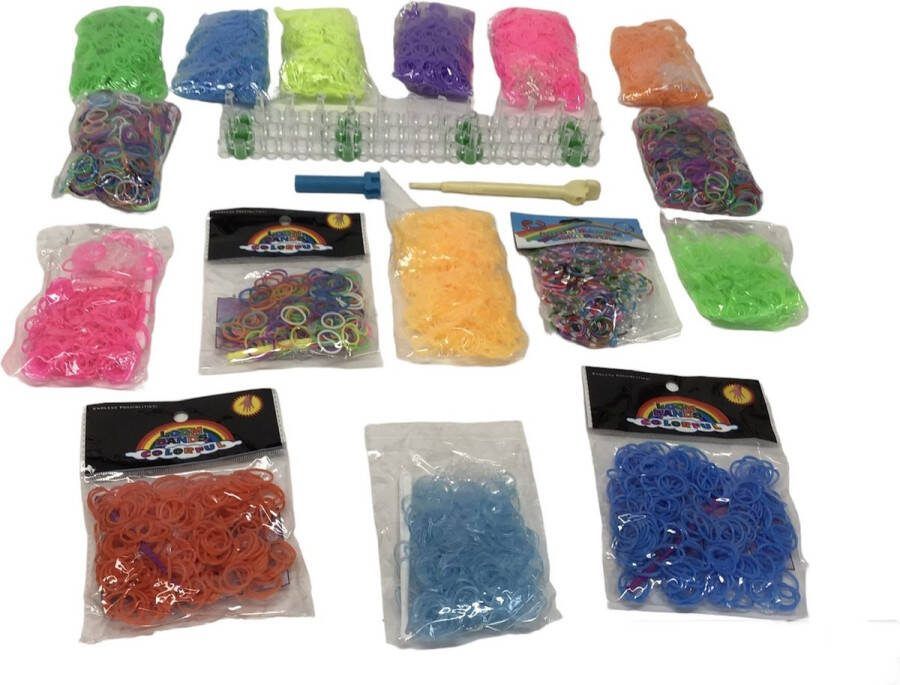 Monster Pack Loombands Superpakket: 6500 Loombands incl. loomboard haaknaald loombandjes