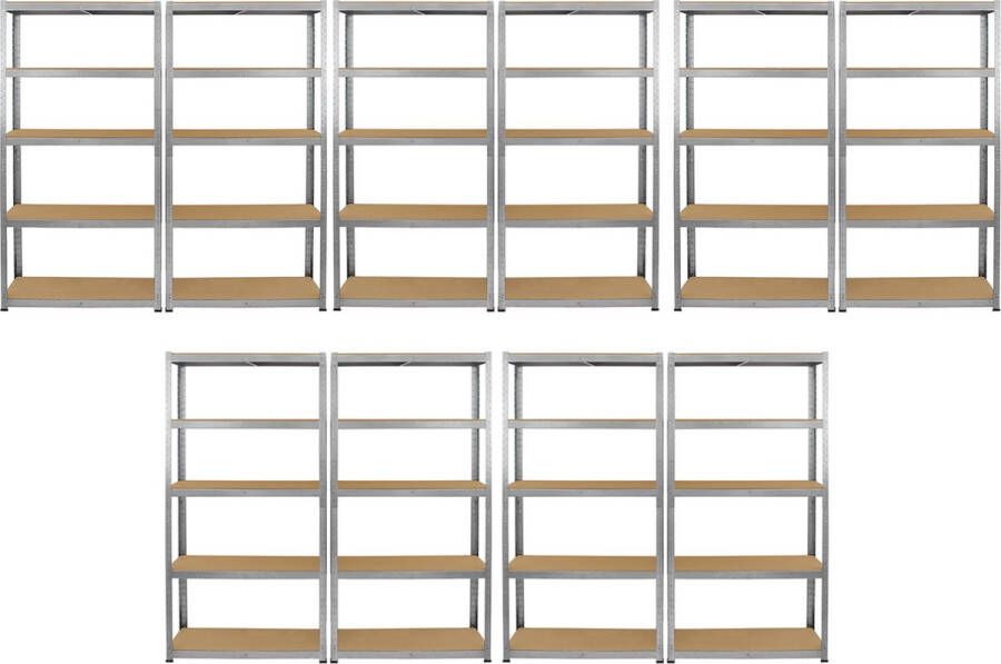 Monster Racking 10x Galwix Stellingkasten 90x30x150 cm per unit 100% Boutloos Draagkracht: 175 kg per plank opbergrek metaal