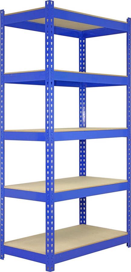 Monster Racking 10 x Q-rax Stellingkasten 90x50x180 cm Blauw 100% boutloos Draagkracht: 200 kg per plank opbergrek metaal