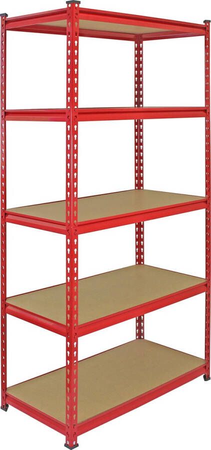 Monster Racking 10 x Z-Rax Stellingkasten 90x45x183 cm per unit Rood 100% boutloos Draagkracht: 360 kg per plank opbergrek metaal