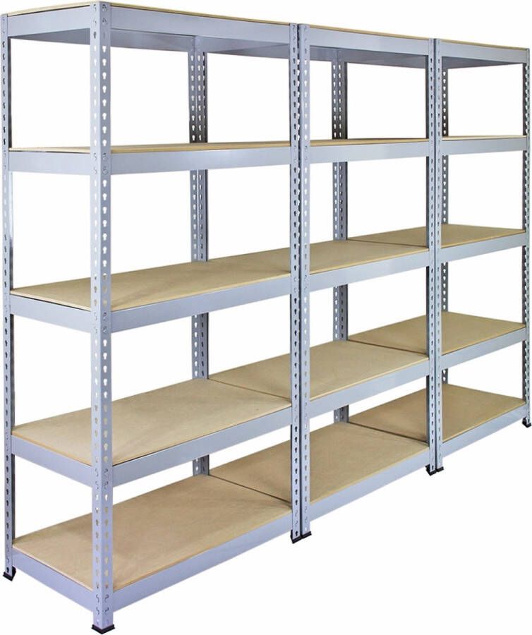 Monster Racking 3 x Q-rax Stellingkasten 90cmx50cmx182cm 100% boutloos Draagkracht: 200 kg per plank opbergrek metaal