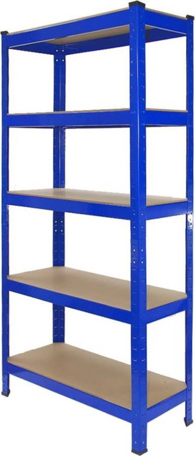 Monster Racking 4 x T-Rax Stellingkasten 75x30x150 cm per rek Blauw 100% boutloos Draagkracht: 150 kg per plank opbergrek metaal