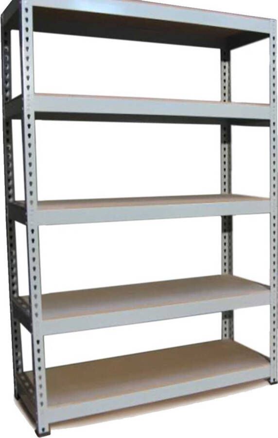 Monster Racking 5 x Q-Rax Stellingkaten 120cmx50cmx180cm per rek Grijs 100% boutloos Draagkracht: 200 kg per plank opbergrek metaal