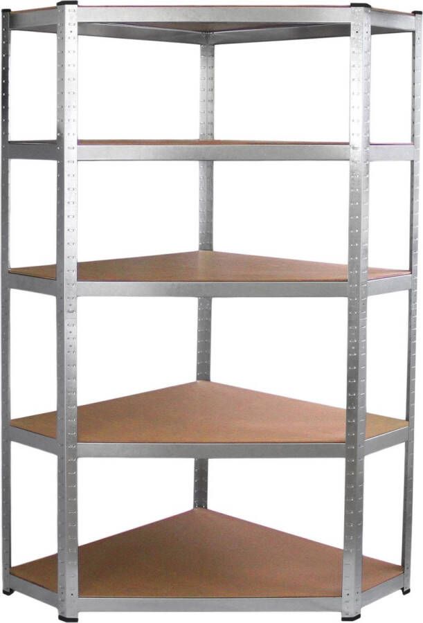 Monster Racking Galwix Hoek Stellingkast 90x30x150cm hoekkast 100% Boutloos Draagkracht: 150 kg per plank opbergrek metaal