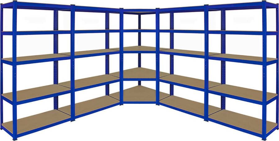 Monster Racking 5 x T-rax Stellingkasten 90x45x180 cm 100% boutloos Draagkracht: 265 kg per plank opbergrek metaal