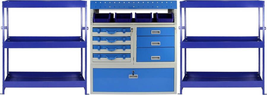 Monster Racking Metalen Bedrijfswagen Interieur Set Bestelbus Opslag Stelling Kast Bedrijfswageninrichting Staal Blauw