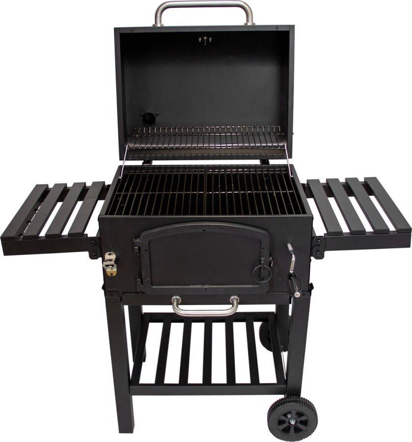 MonsterShop BBQ Grill XL Rookoven Smoker- Houtskool Barebecue Tuin Inclusief Regenhoes Draadborstel Uitklapare Opbergruimte