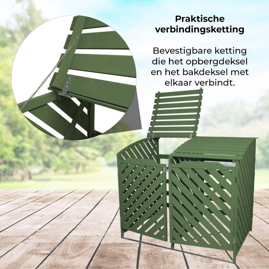 MonsterShop Containerberging Dubbel Groen Hout 2 x 240L containers 198x81x120 cm vergrendelbaar kliko ombouw