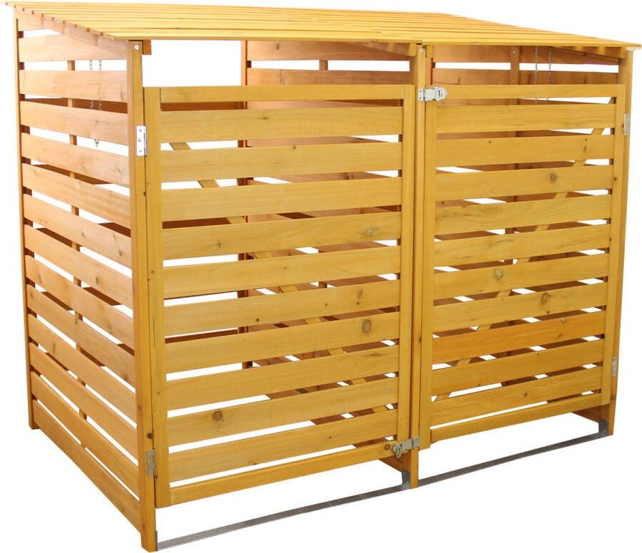 MonsterShop Containerberging Dubbel Hout 2 x 240L containers 149x92x122 cm vergrendelbaar kliko ombouw