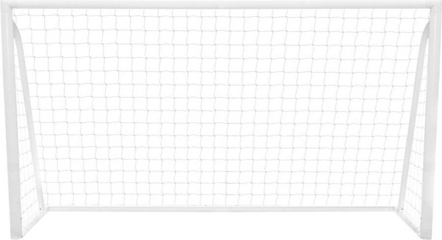 MonsterShop Monster Shop – 3.66 x 1.84m Voetbaldoel Weerbestendig PVC Frame Snelle Slot & Klik Montage 5-gaats Doelscherm Handige Draagtas Wit PVC Frame 68mm Diameter