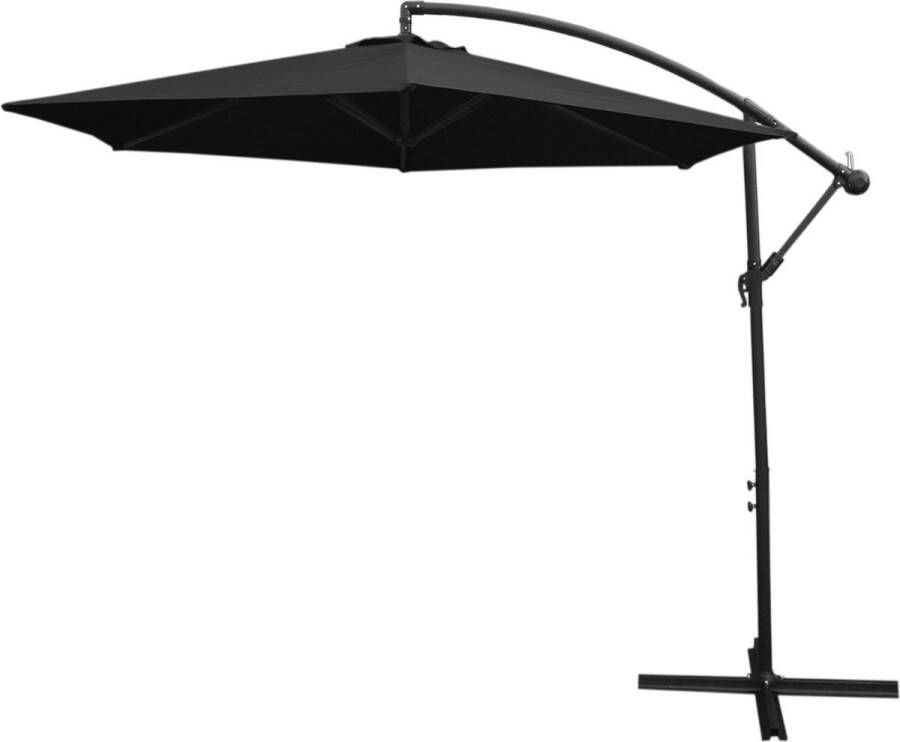 MonsterShop Zweefparasol Zwart 300 x 300 x 250 cm Draai- en kantelbaar Incl. Beschermhoes UV bescherming Hangende Parasol