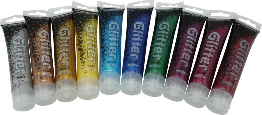 Mont Marte Acrylverf set van 10 tubes Glitterverf 75ml per stuk