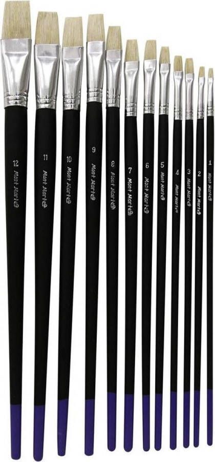 Mont Marte Essentials Plat 12 delige set platte penselen maat 1-12