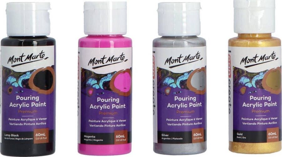 Mont Marte Pouring Paint Cosmic 4 potjes pouringverf a 60 ml