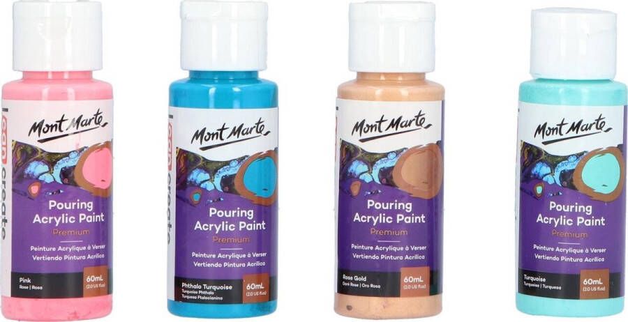 Mont Marte Pouring Paint Flamingo 4 potjes pouringverf a 60 ml