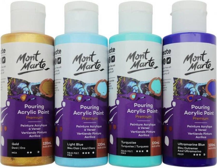 Mont Marte Pouring Paint Golden Beach set 4x giet acrylverf 120ML