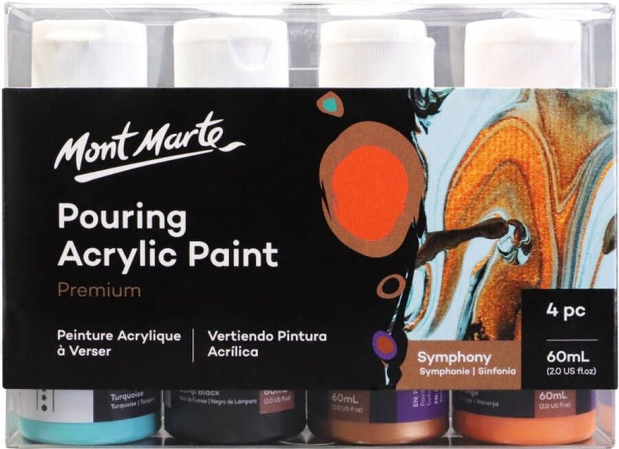 Mont Marte Pouring Paint Symphony 4 potjes pouringverf a 60 ml