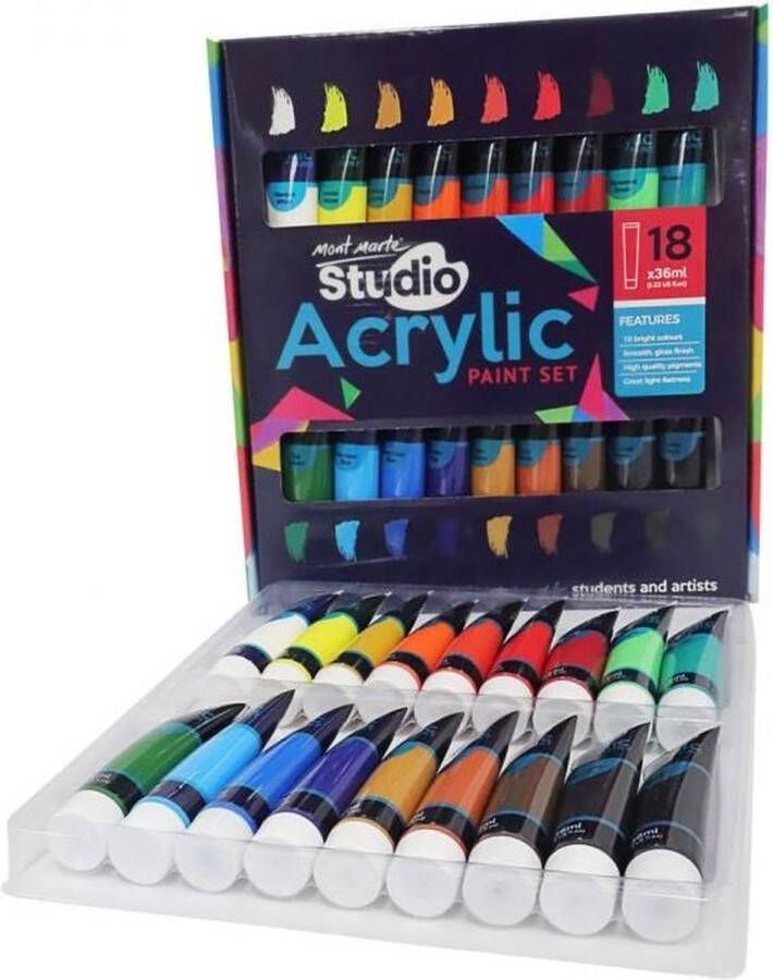 Mont Marte set Acrylverf Tubes 18 stuks a 36 ml