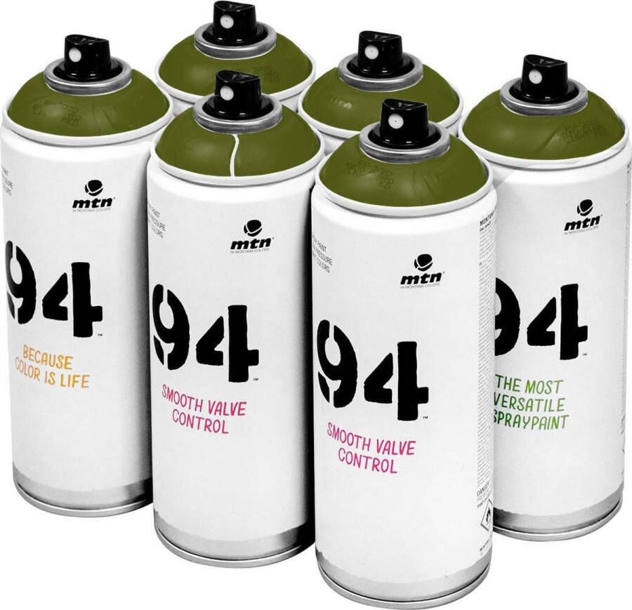 Montana Colors MTN 94 Euskadi Green groene spuitverf 6 stuks 400ml lage druk en matte afwerking