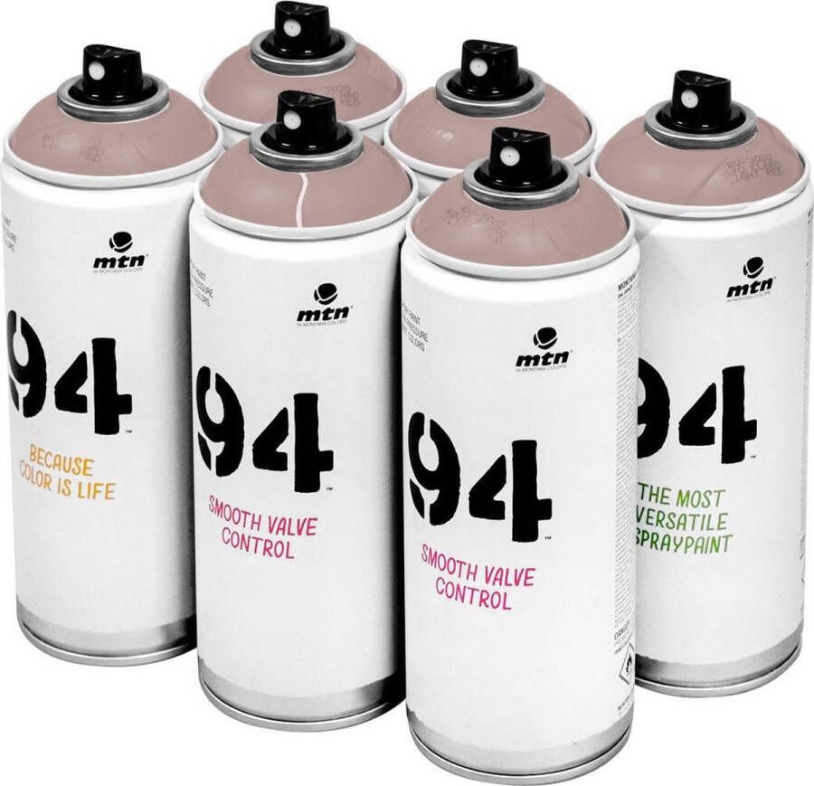 Montana Colors MTN 94 Respect Pink beige spuitverf 6 stuks 400ml lage druk en matte afwerking