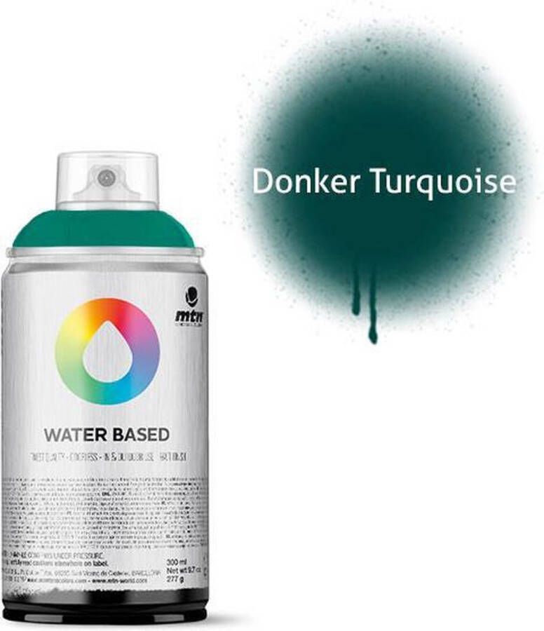 Montana Colors MTN Donker turquoise waterbasis spuitverf 300ml lage druk en matte afwerking