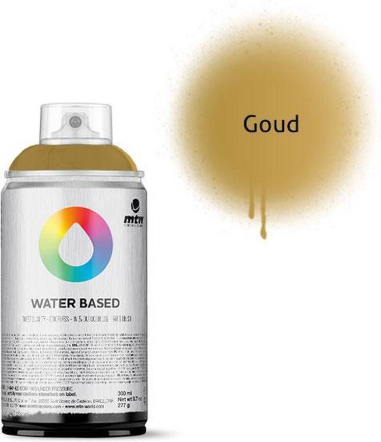 Montana Colors MTN Gouden waterbasis spuitverf 300ml lage druk en matte afwerking