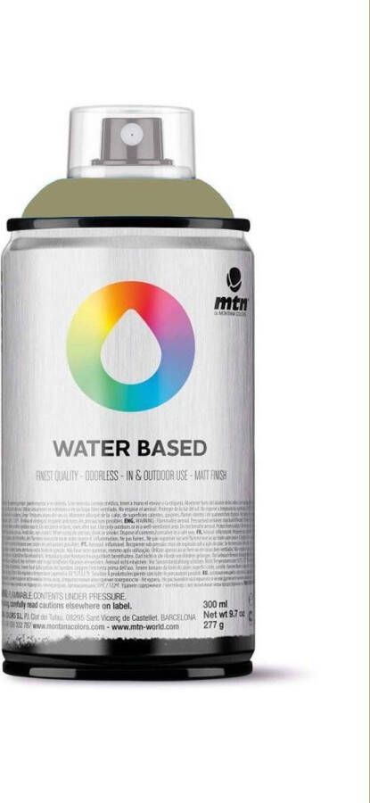 Montana Colors MTN Grijsgroene waterbasis spuitverf 300ml lage druk en matte afwerking