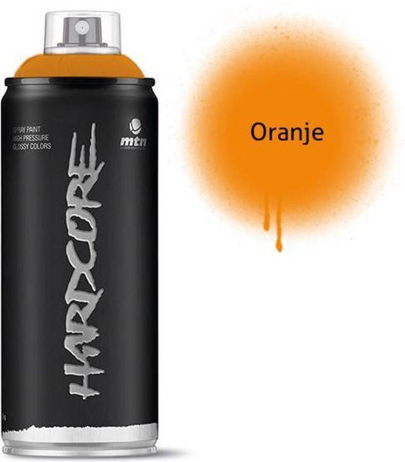 Montana Colors MTN Hardcore Orange oranje spuitverf 6 stuks 400ml hoge druk en glossy afwerking