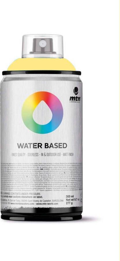 Montana Colors MTN Lichtgele waterbasis spuitverf 300ml lage druk en matte afwerking