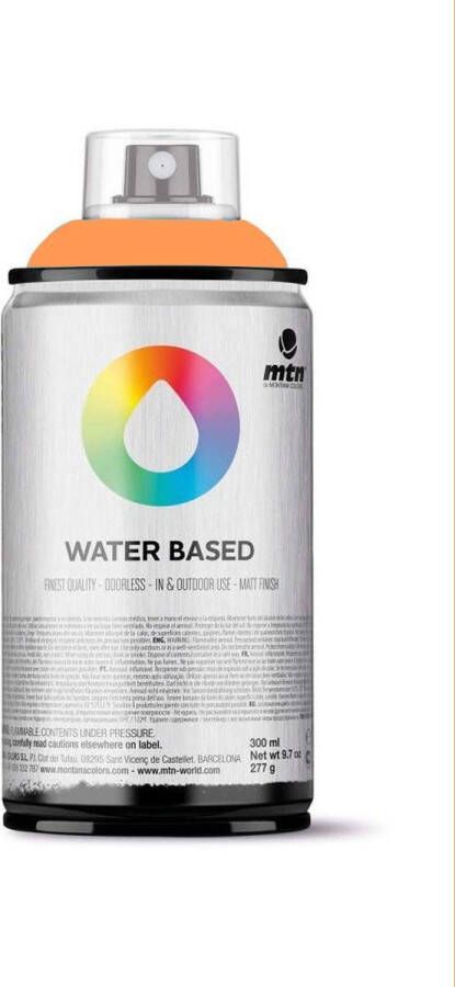Montana Colors MTN Lichtoranje waterbasis spuitverf 300ml lage druk en matte afwerking