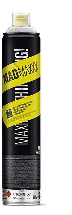 Montana Colors MTN MADMAXXX Zwarte 750ml Spuitverf Hoge druk met mannelijk ventiel en extra brede lijnen