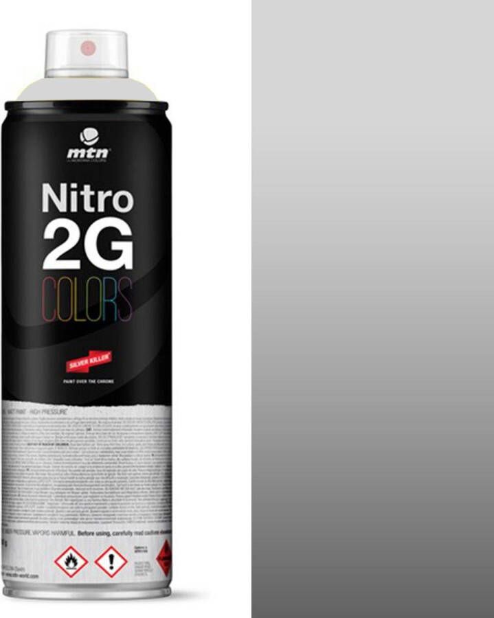 Montana Colors MTN Nitro 2G Zilveren Spuitbus 500ml extreem hoge dekkracht