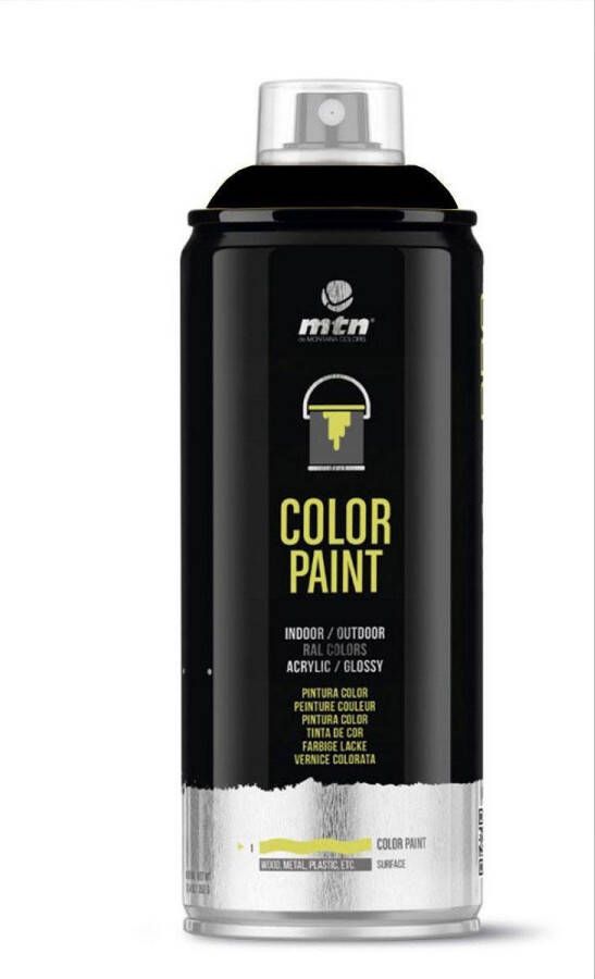 Montana Colors MTN PRO Color Paint – Glans Zwarte RAL Spuitverf – 400ml