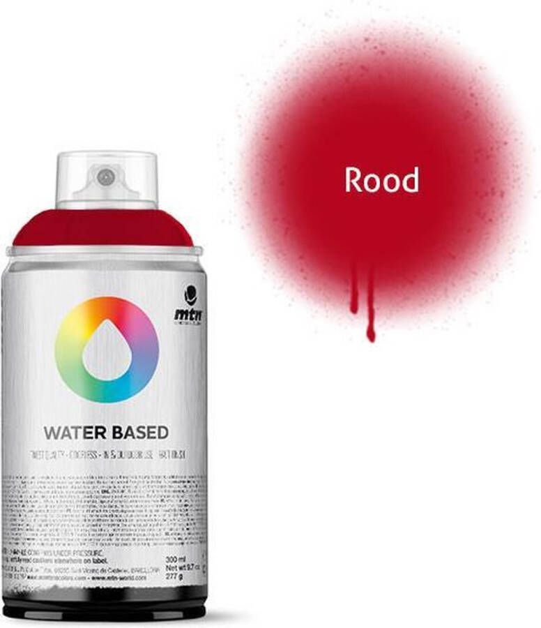 Montana Colors MTN Rode waterbasis spuitverf 300ml lage druk en matte afwerking