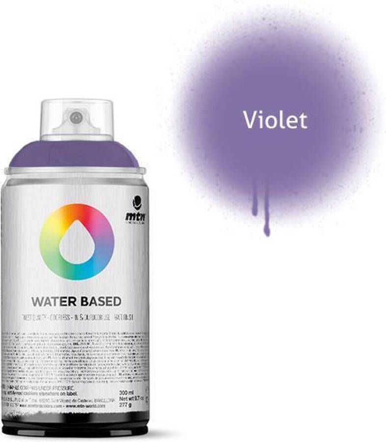 Montana Colors MTN Violet waterbasis spuitverf 300ml lage druk en matte afwerking