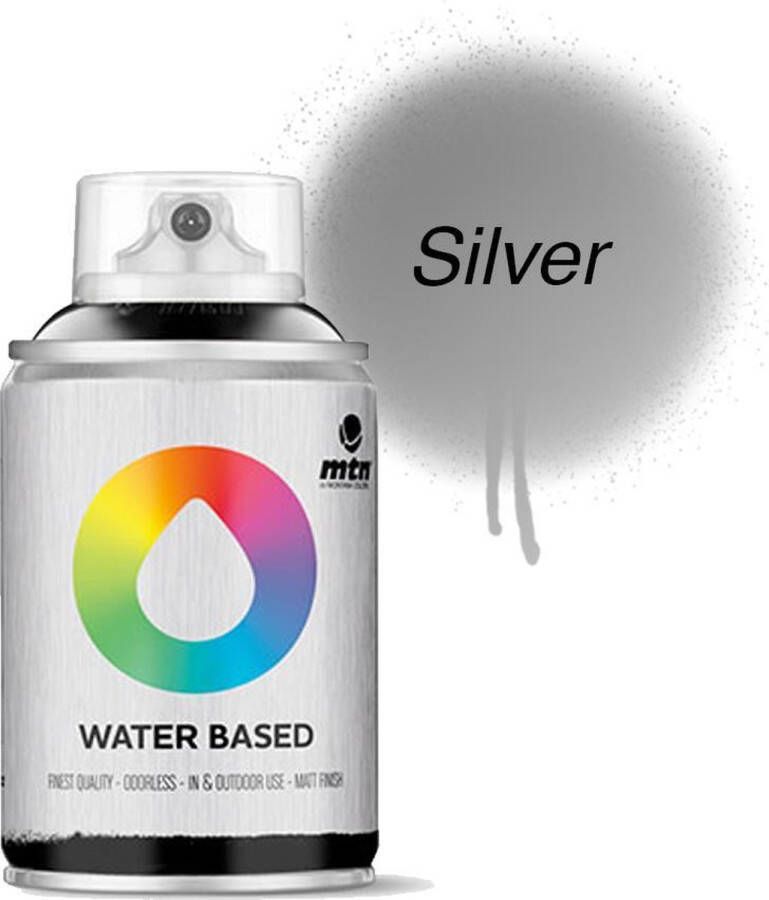 Montana Colors MTN Zilveren Waterbasis Spuitverf 100ml graffiti spray-paint geschikt voor kinderen