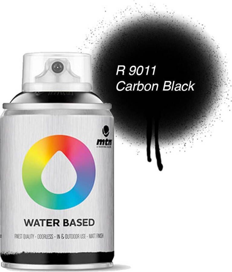 Montana Colors MTN Zwarte Waterbasis Spuitverf 100ml graffiti spray-paint geschikt voor kinderen