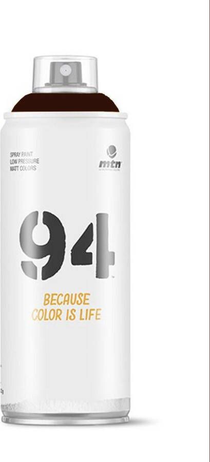 Montana Colors MTN94 Ebony Bruine spuitverf 400ml lage druk en matte afwerking