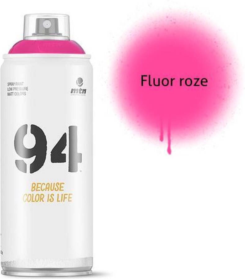 Montana Colors MTN94 Fluoriserend Roze spuitverf 400ml lage druk en matte afwerking
