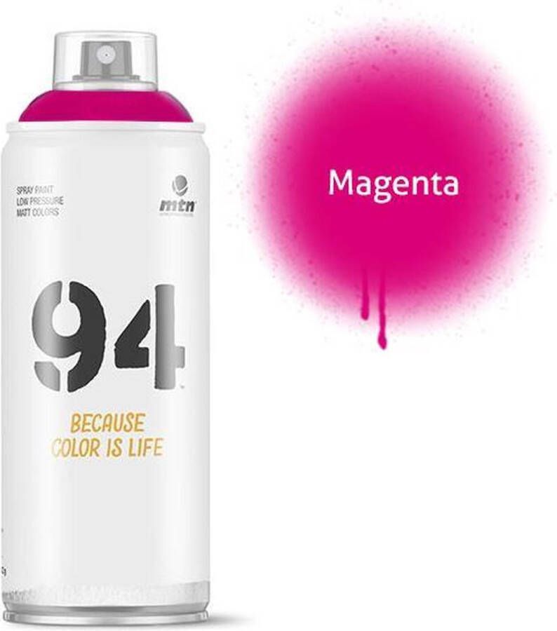 Montana Colors MTN94 Magenta spuitbus 400ml lage druk en matte afwerking spuitverf