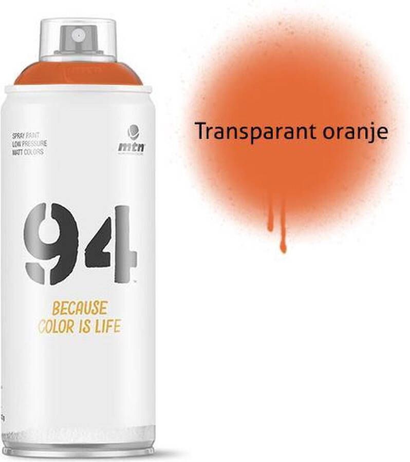 Montana Colors MTN94 Transparant Oranje spuitverf 400ml lage druk en matte afwerking