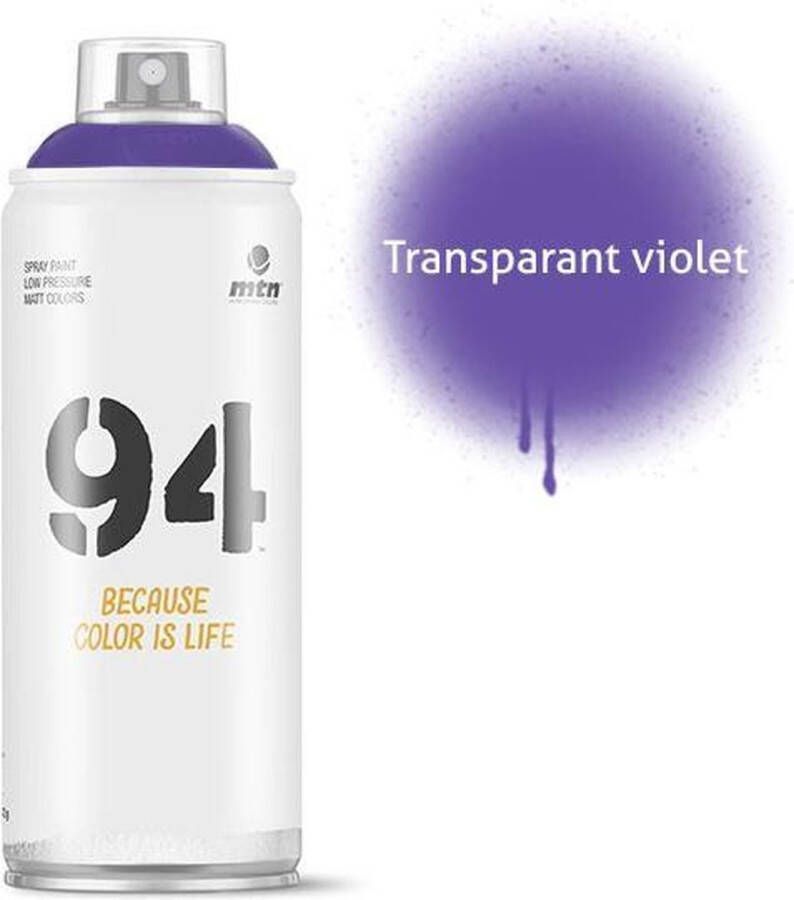 Montana Colors MTN94 Transparant Violet spuitverf 400ml lage druk en matte afwerking