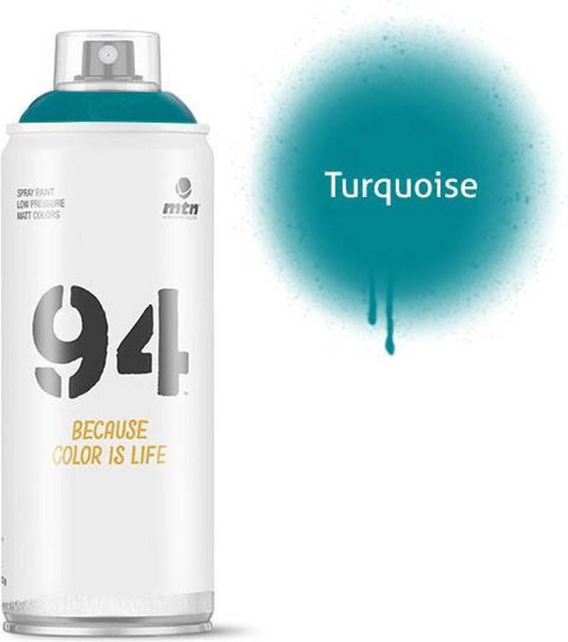 Montana Colors MTN94 Turquoise spuitverf 400ml lage druk en matte afwerking