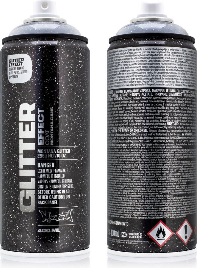 Montana Glitter Spray Spuitbus 400ml transparante spuitverf met glitter effect Geschikt voor vele oppervlaktes voor diverse DIY en hobby doeleinden